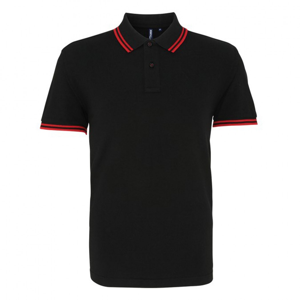 Men's Classic Fit Tipped Polo Black/Red