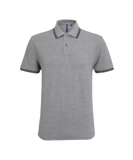 Men's Classic Fit Tipped Polo Heather Grey/Black