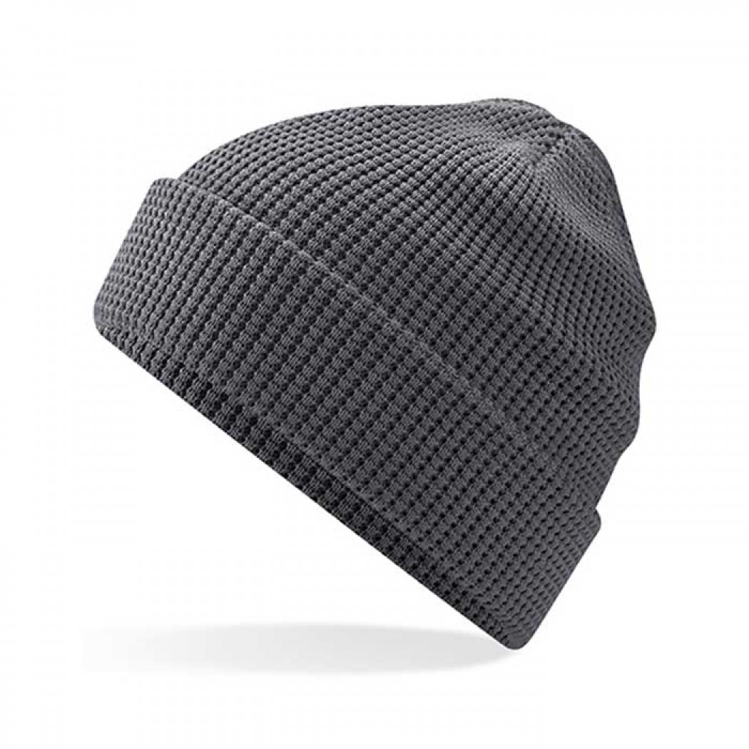 Organic Cotton Waffle Beanie Graphite Grey