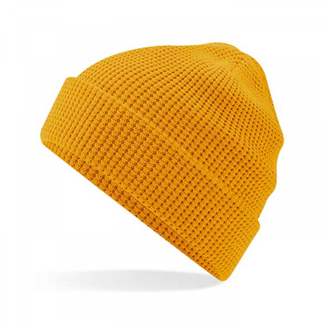 Organic Cotton Waffle Beanie Mustard