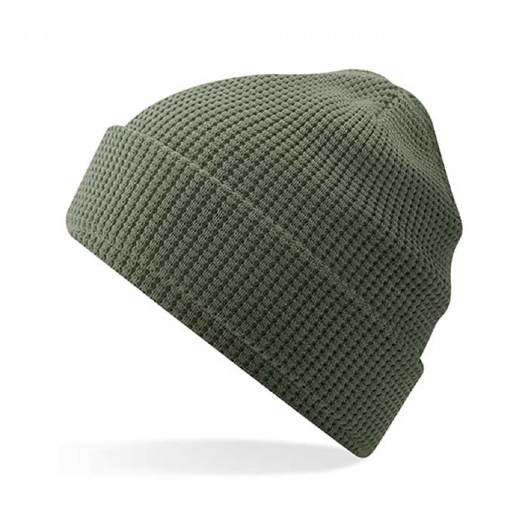 Organic Cotton Waffle Beanie Olive