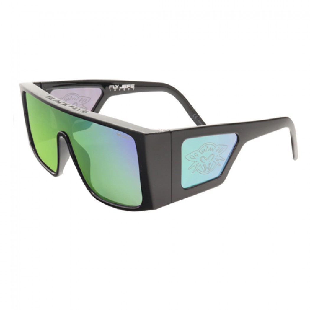 Fly Jefe Z87 + Safety Glass Shine Black w/Green Mirror Lens