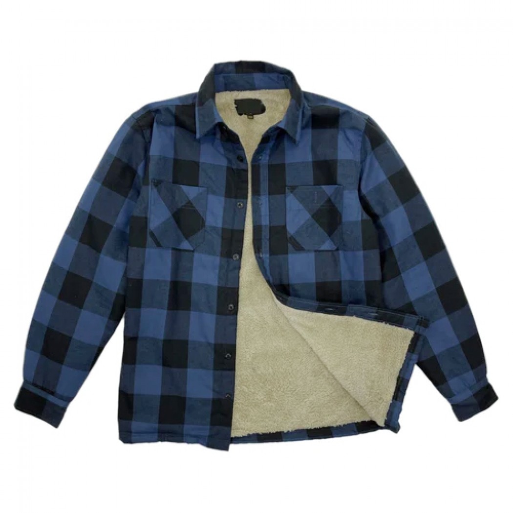 Mens Sherpa Fleece Lined Work Shirt Blue Mens Sherpa Fleece Lined Work Shirt Blue