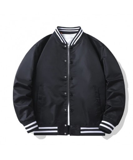 Satin Baseball Jacket Black Satin Baseball Jacket Black