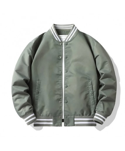 Satin Baseball Jacket Green Satin Baseball Jacket Green