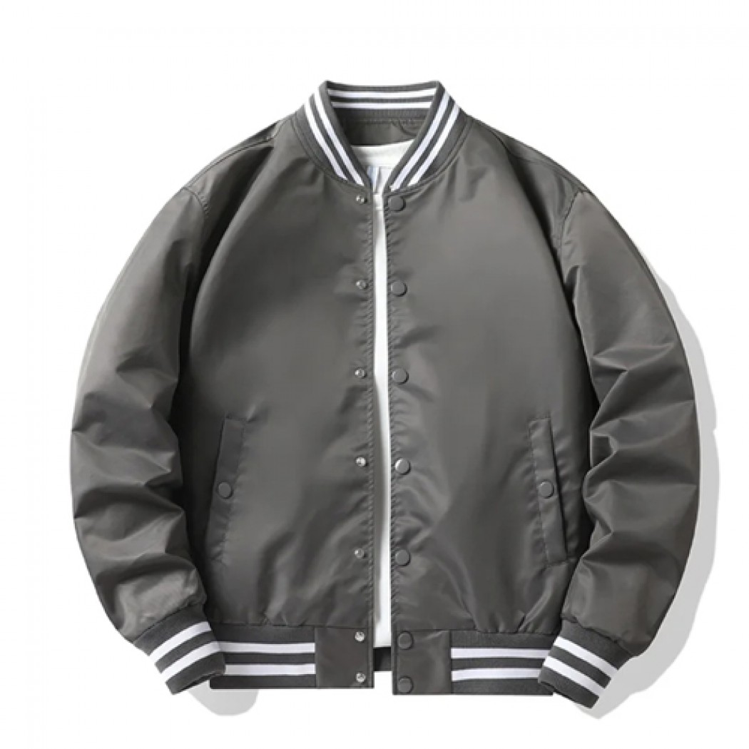 Satin Baseball Jacket Grey Satin Baseball Jacket Grey