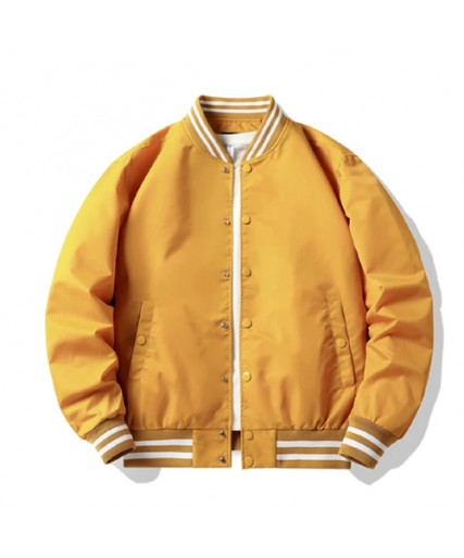 Satin Baseball Jacket Mustard Yellow Satin Baseball Jacket Mustard Yellow