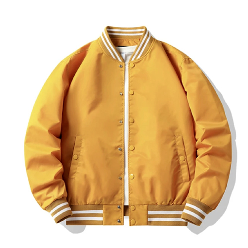 Satin Baseball Jacket Mustard Yellow