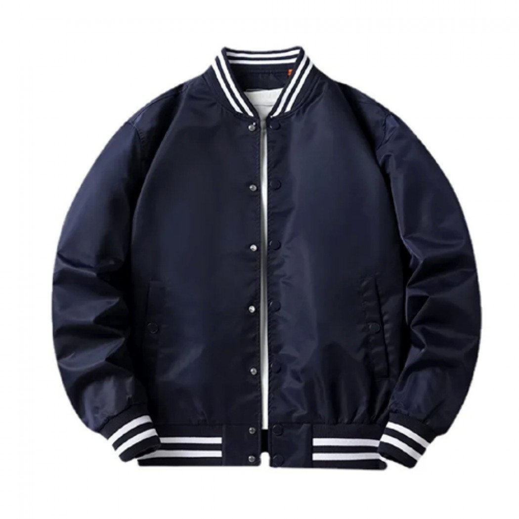 Satin Baseball Jacket Navy Blue Satin Baseball Jacket Navy Blue