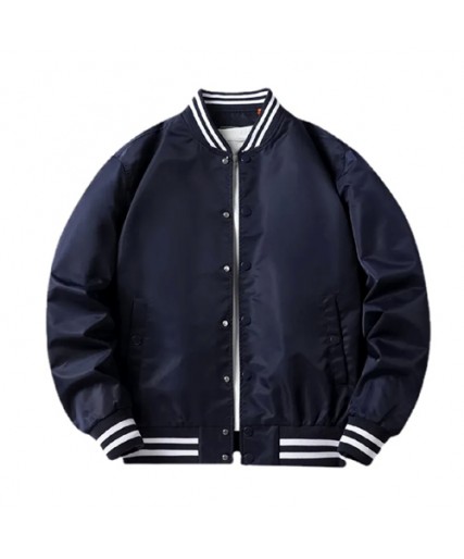 Satin Baseball Jacket Navy Blue Satin Baseball Jacket Navy Blue