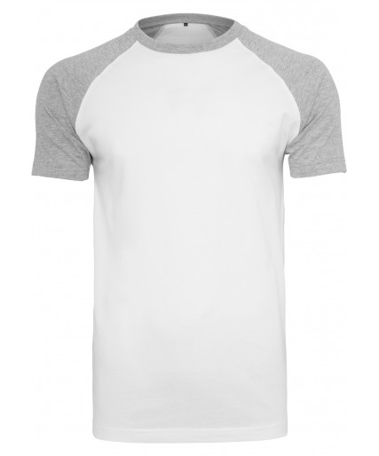 Raglan Contrast Tee White/Heather Grey