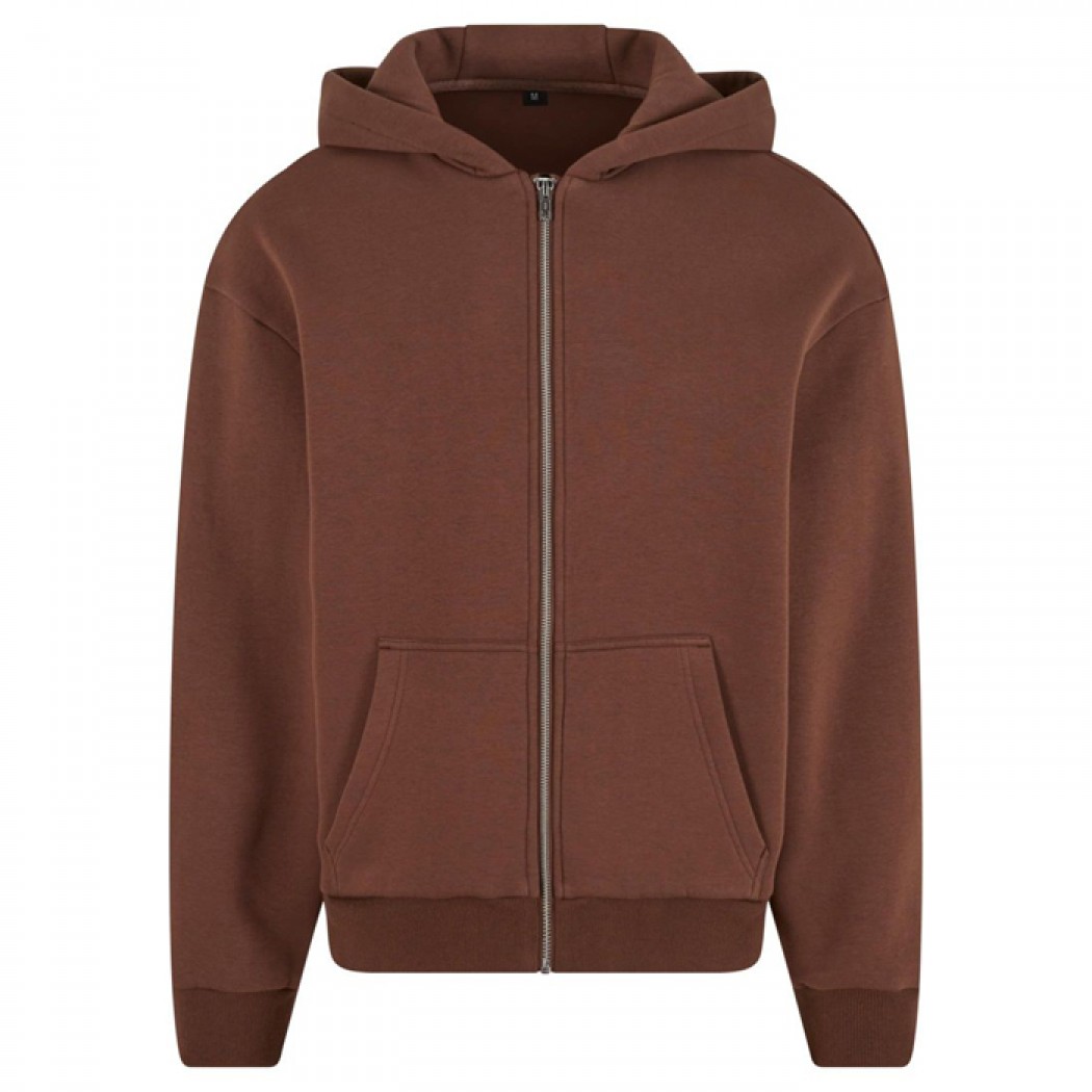 Fluffy Zip Hoody Chocolate Brown