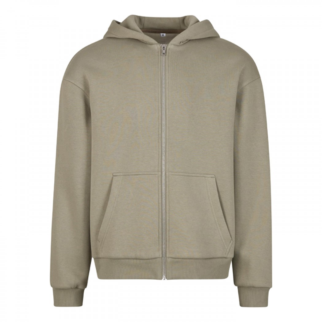 Fluffy Zip Hoody Pale Olive
