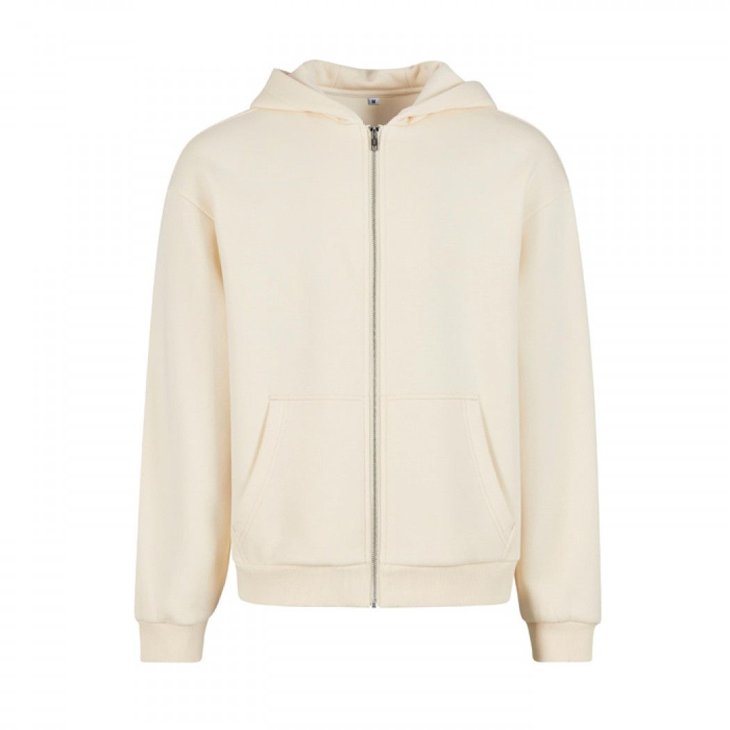 Fluffy Zip Hoody White Sand