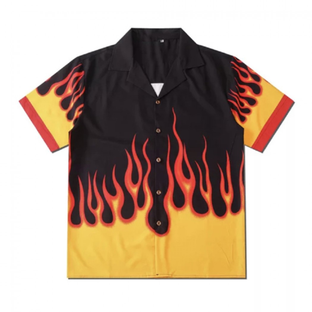 Mens Flame Fitted Shirt Black Mens Flame Fitted Shirt Black