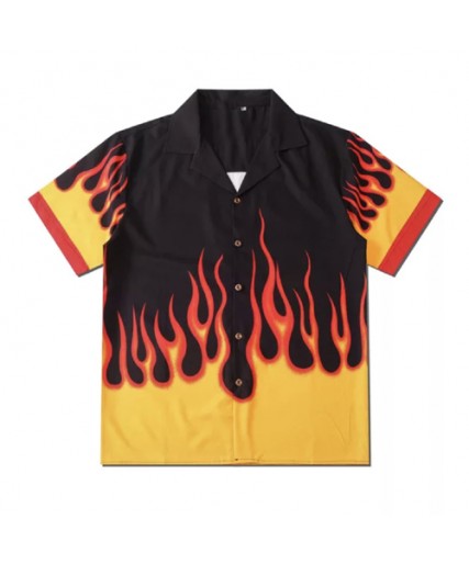 Mens Flame Fitted Shirt Black