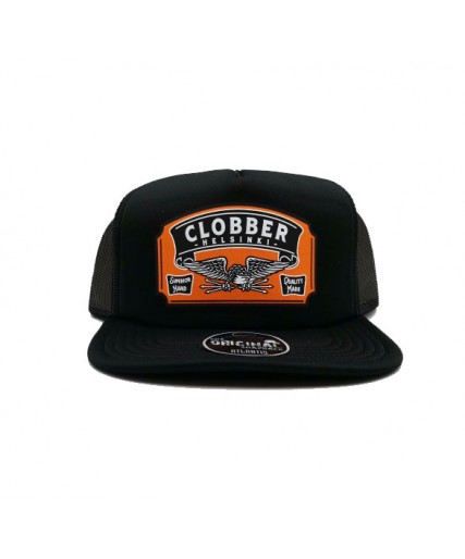 Clobber Helsinki Superior Flatt Brill Foam Trucker Cap Black