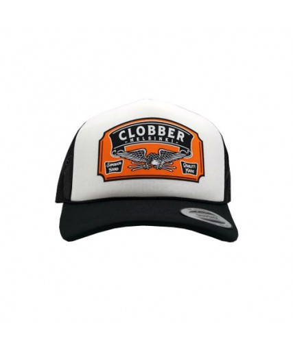 Clobber Helsinki Superior Curved Visor Foam Trucker Cap White/Black Clobber Helsinki Superior Curved Visor Foam Trucker Cap White/Black