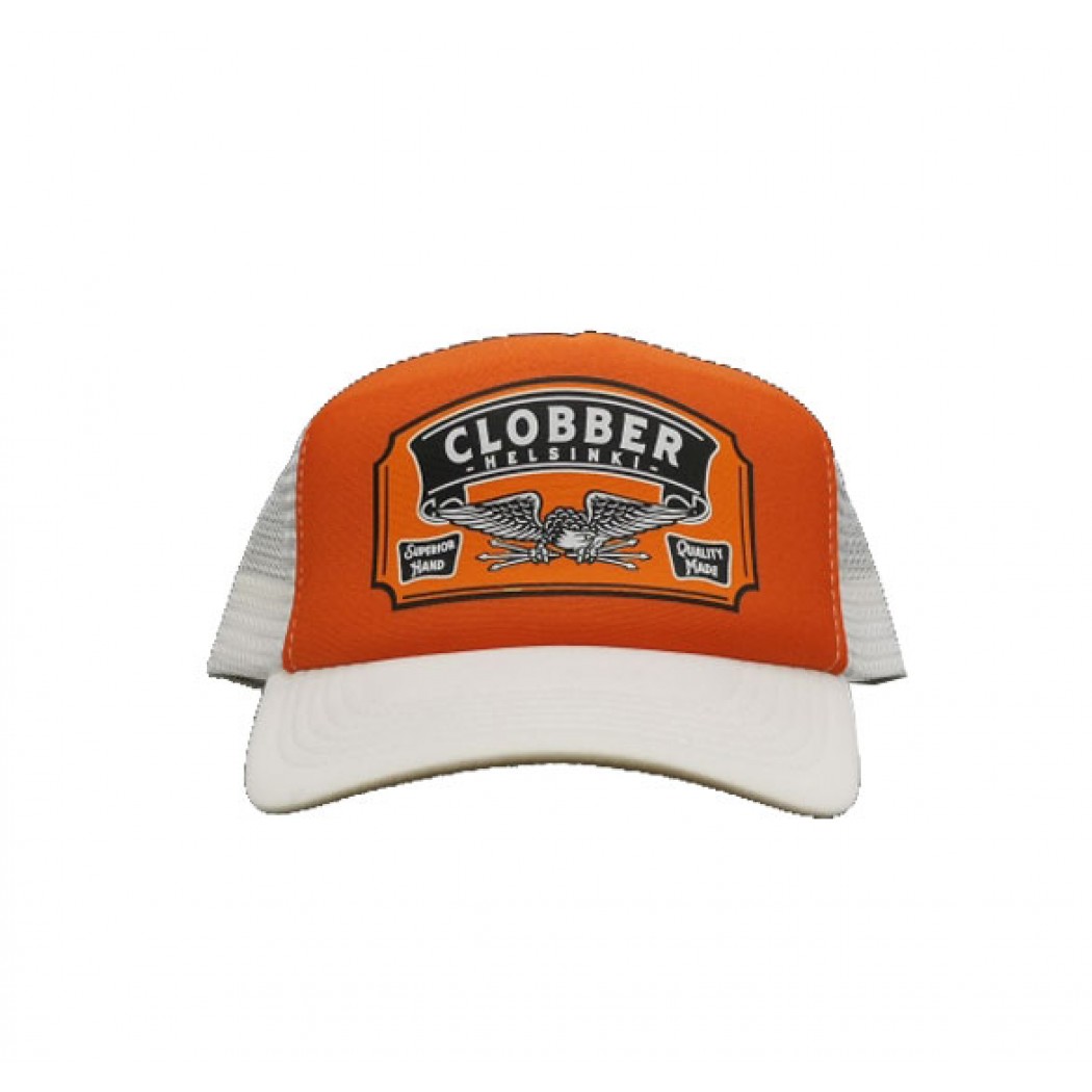 Clobber Helsinki Superior Curved Foam Trucker Cap Orange / White