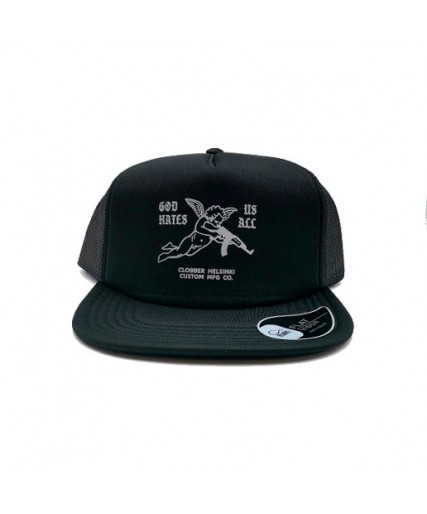 God Hates Us All Flatt Brill Trucker Cap Black God Hates Us All Flatt Brill Trucker Cap Black