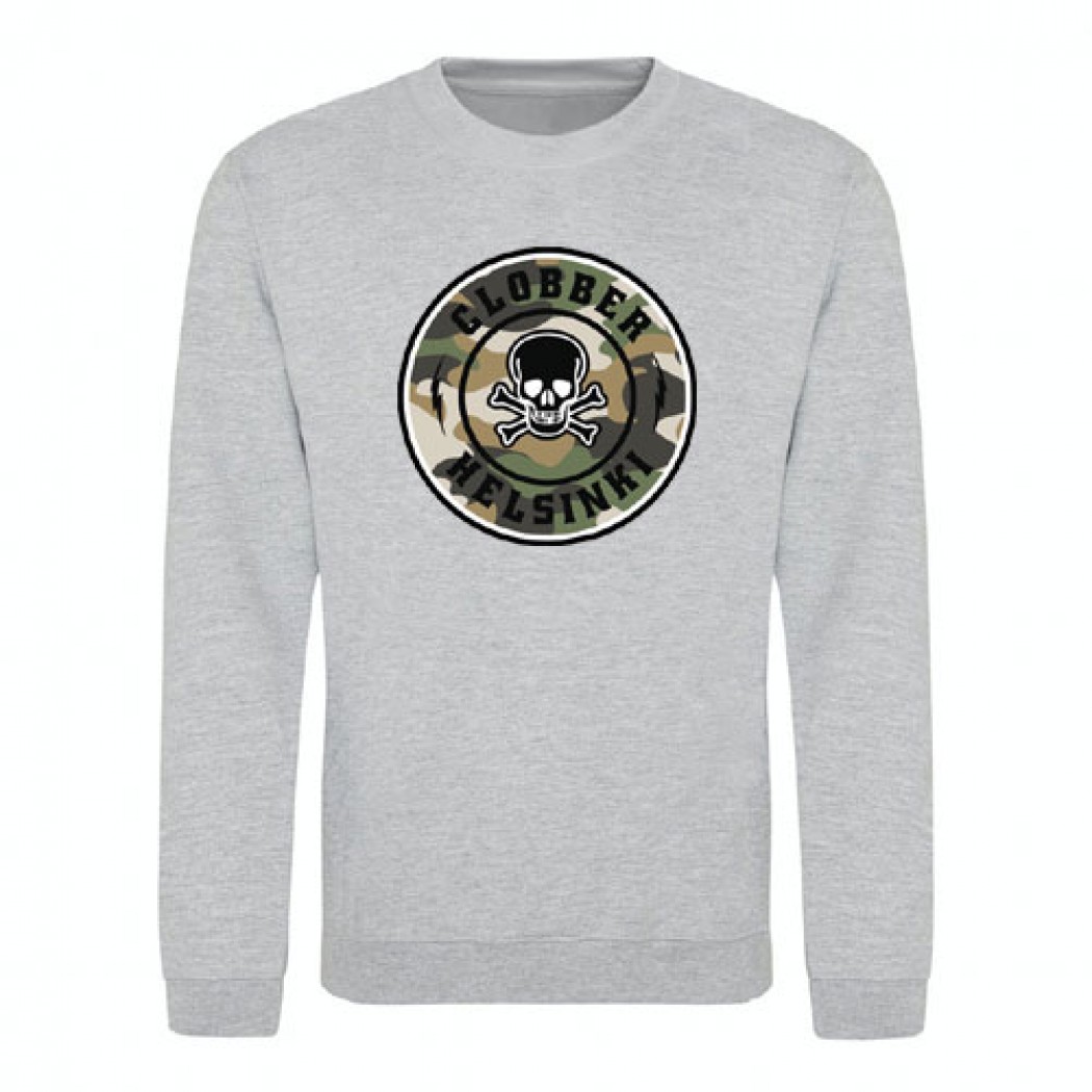 Clobber Helsinki Skullz Camo Crewneck Heather Grey Clobber Helsinki Skullz Camo Crewneck Heather Grey