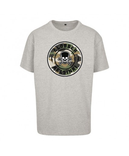 Clobber Helsinki Skullz Camo Oversize Tee Heather Grey