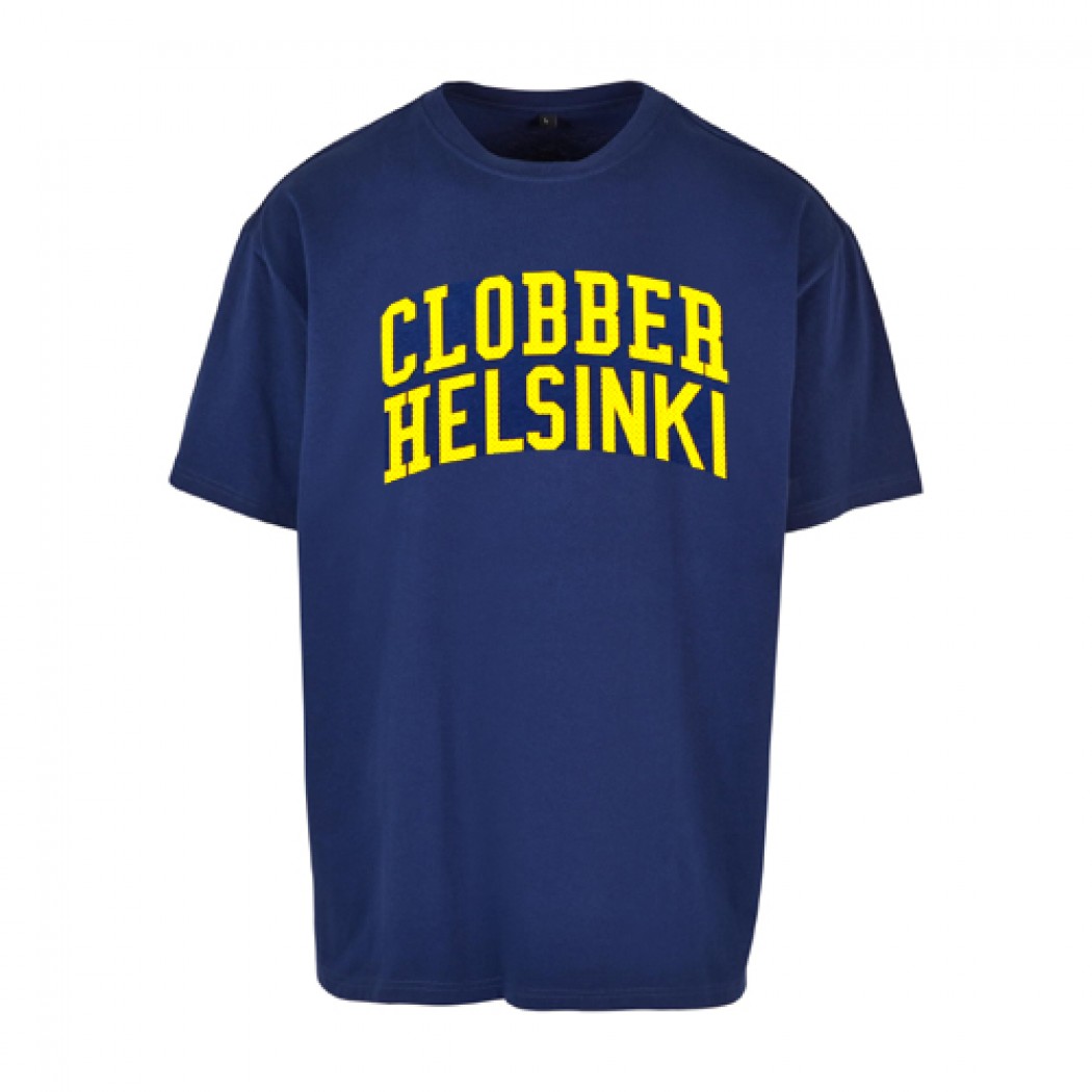Clobber Helsinki College Logo  Oversize Mens Tee Navy