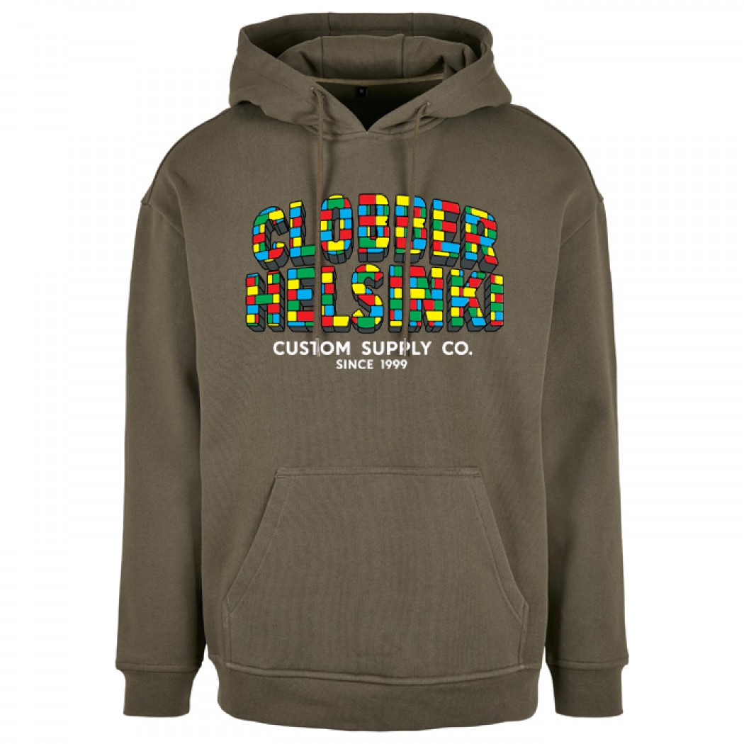Clobber Helsinki Color Bricks Mens Heavy Oversize Hoodie Olive
