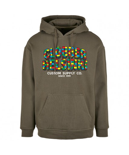 Clobber Helsinki Color Bricks Mens Heavy Oversize Hoodie Olive Clobber Helsinki Color Bricks Mens Heavy Oversize Hoodie Olive