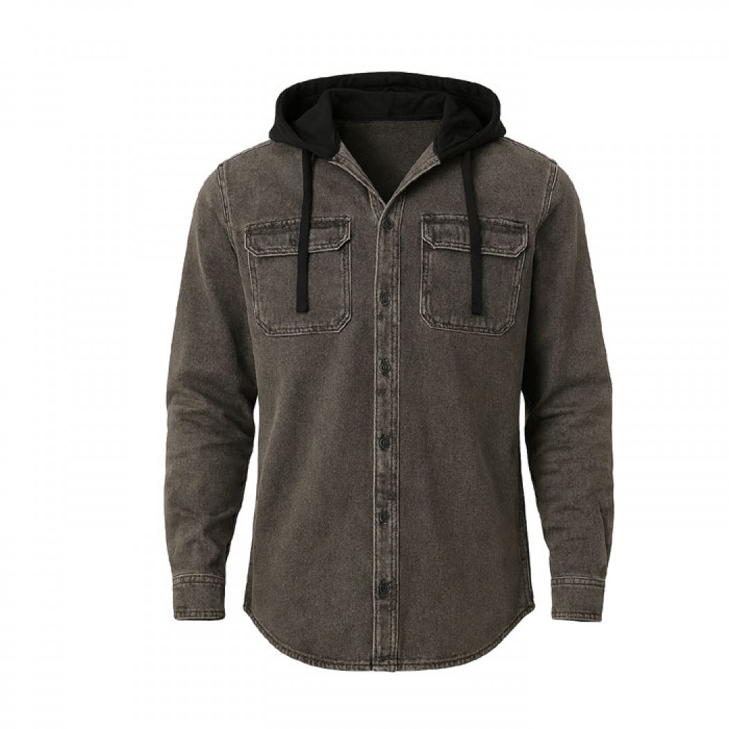 Clobber Helsinki Hooded Denim Shirt Black