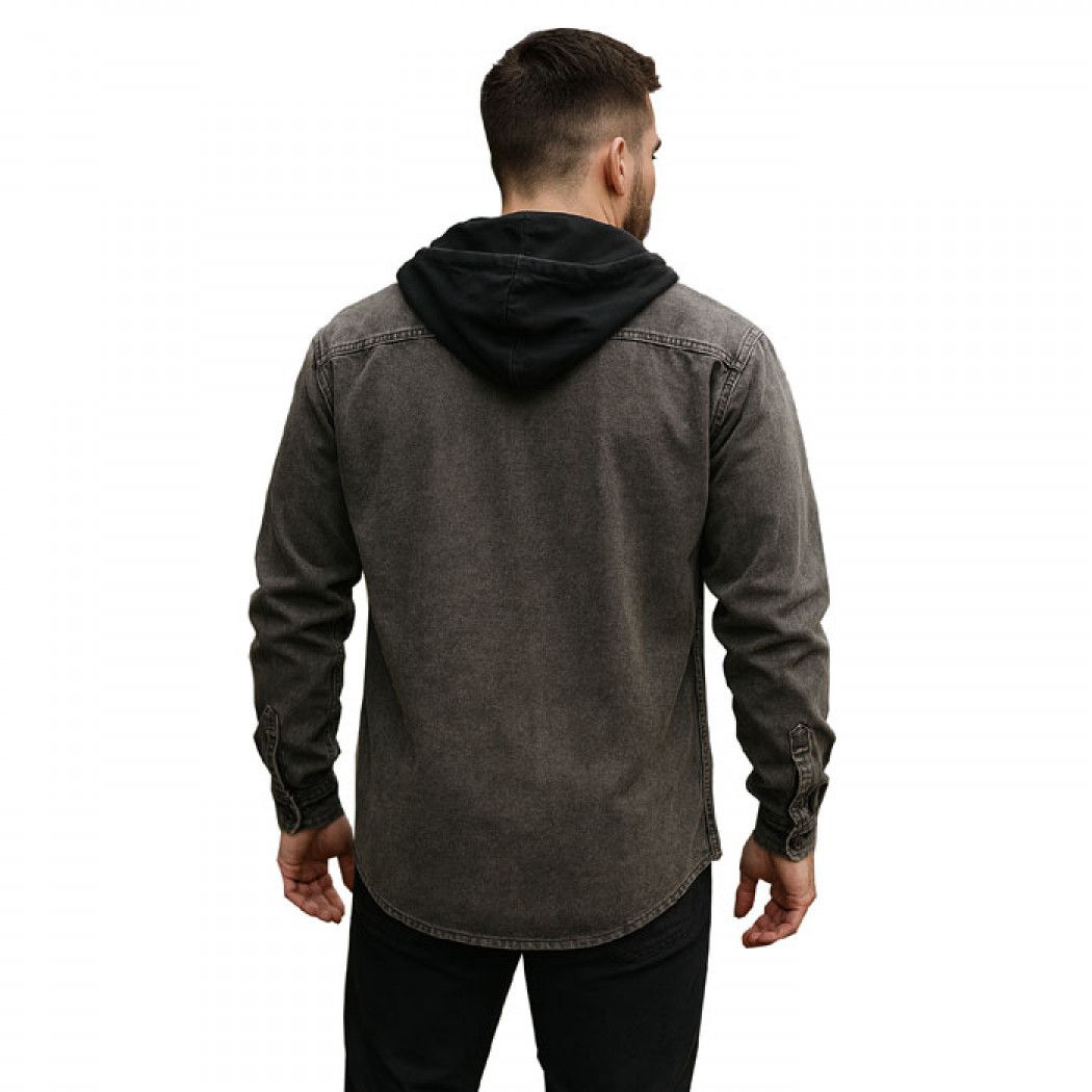 Clobber Helsinki Hooded Denim Shirt Black