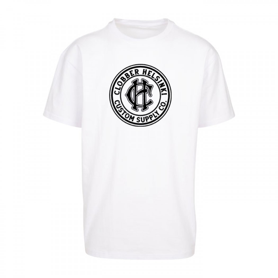 Clobber Helsinki Monogram Badge Logo Oversize Tee White Clobber Helsinki Monogram Badge Logo Oversize Tee White