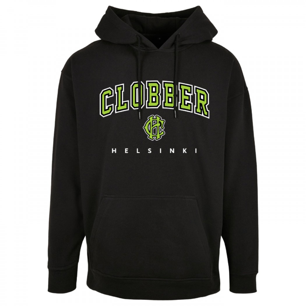 Clobber Helsinki Neon Collegelogo Oversize Hoodie Black
