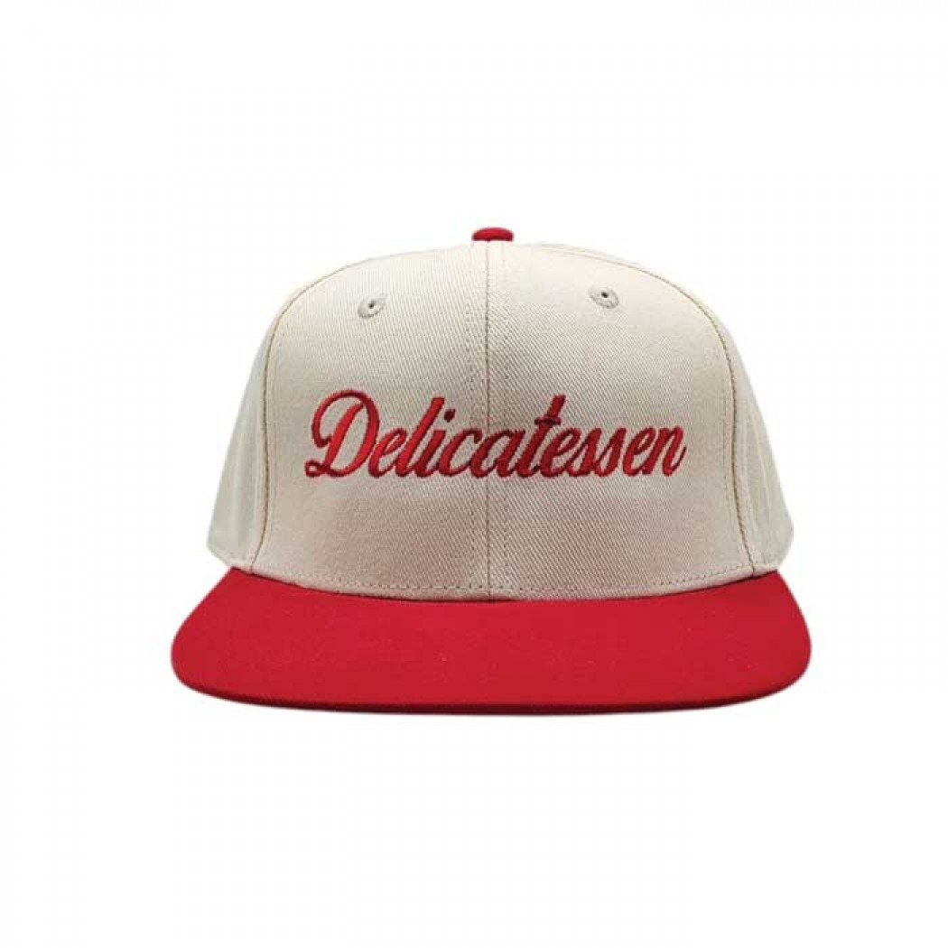 Delicatessen Contrast Flat Peak 6 Panel Cap Natural/Red