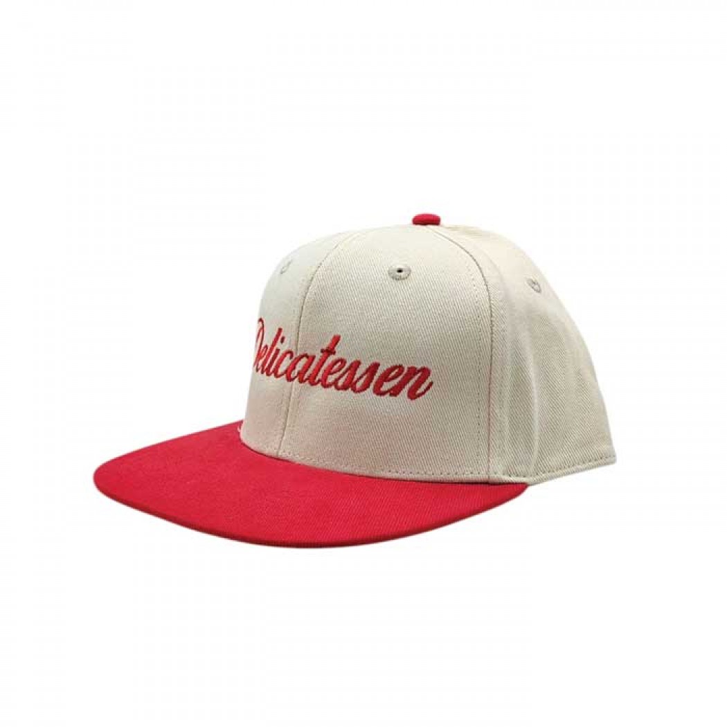 Delicatessen Contrast Flat Peak 6 Panel Cap Natural/Red