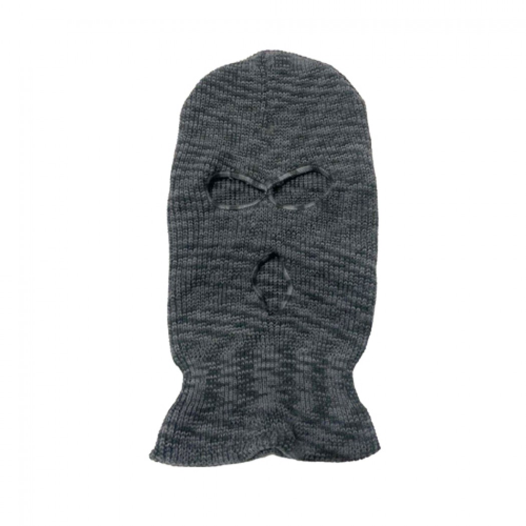 Three Hole Variegated Crochet Knitted Balaclava Charcoal mottled