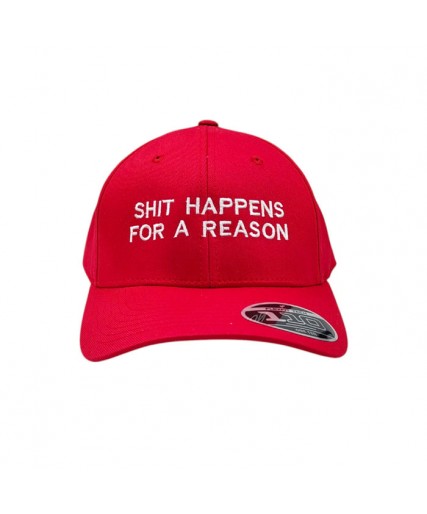 Shit Happens For A Reason 110 Fitted Kaareva Snapback Cap Red