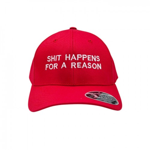 Shit Happens For A Reason 110 Fitted Kaareva Snapback Cap Red