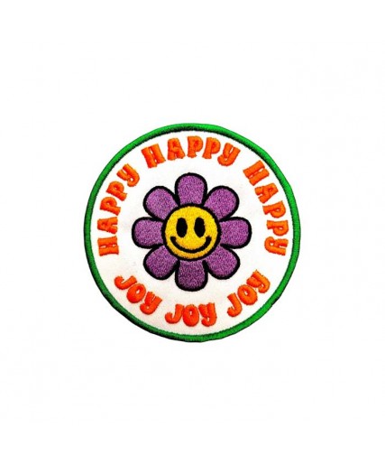 Happy Happy Happy Embroidered Patch (10 cm)