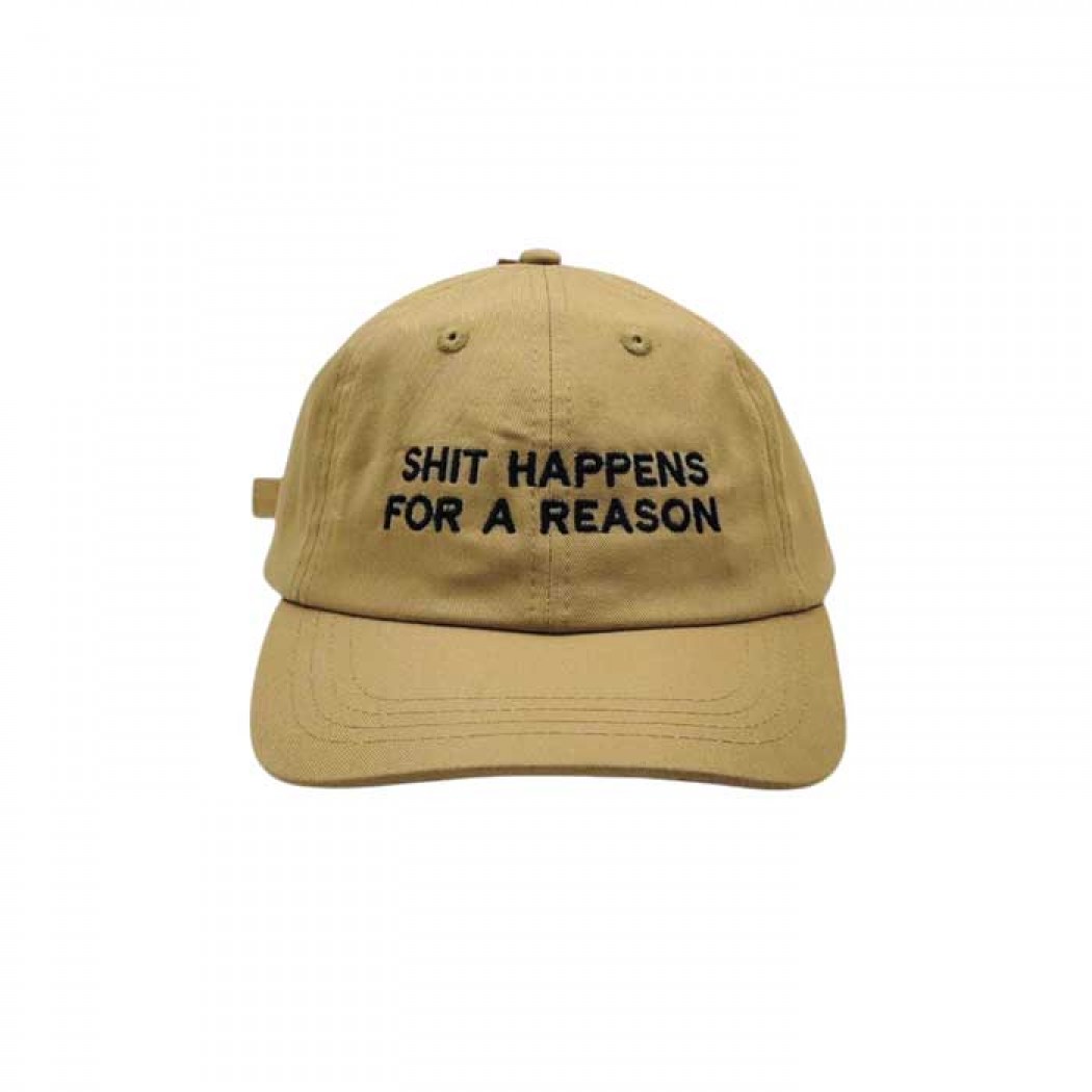 Shit Happens For A Reason Organic Cotton 6 Panel Dad Cap Deserd Sand