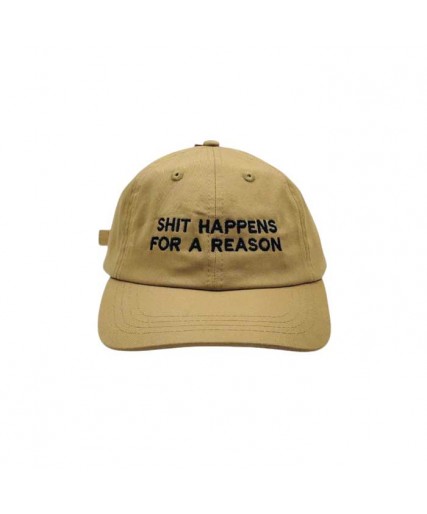 Shit Happens For A Reason Organic Cotton 6 Panel Dad Cap Deserd Sand