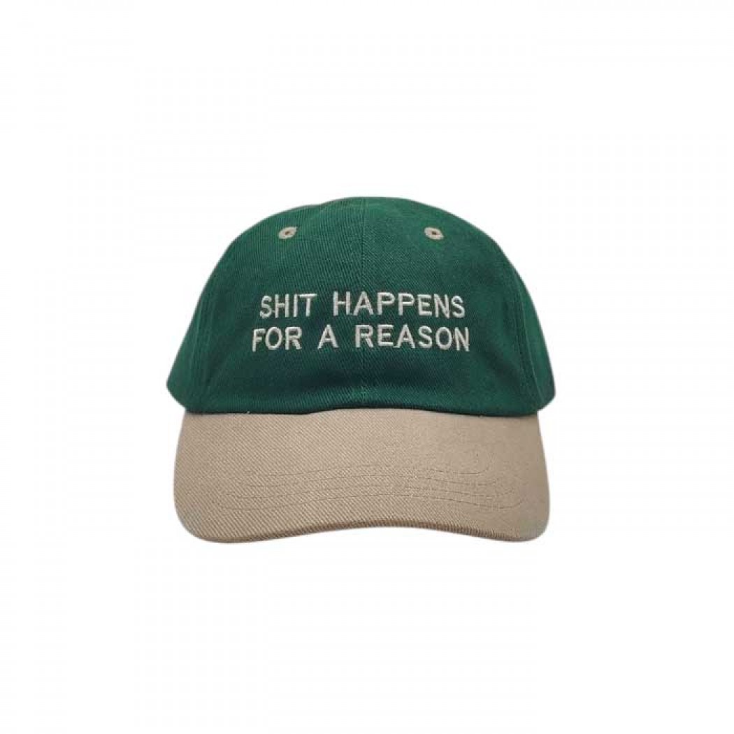 Shit Happens For A Reason Low Profile Heavy Brushed Cotton Cap Green/Taupe