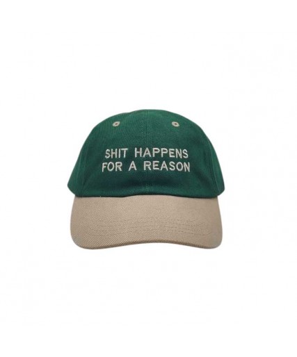 Shit Happens For A Reason Low Profile Heavy Brushed Cotton Cap Green/Taupe