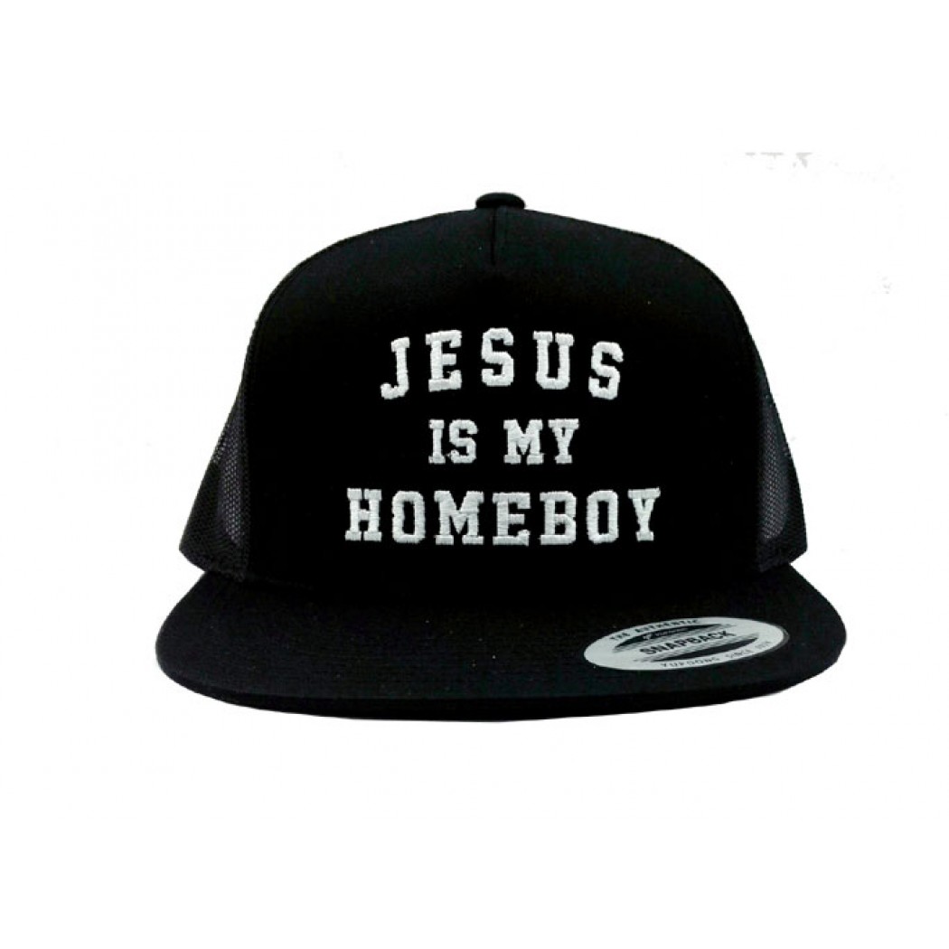 Jesus Is My Homeboy Trucker Cap Black