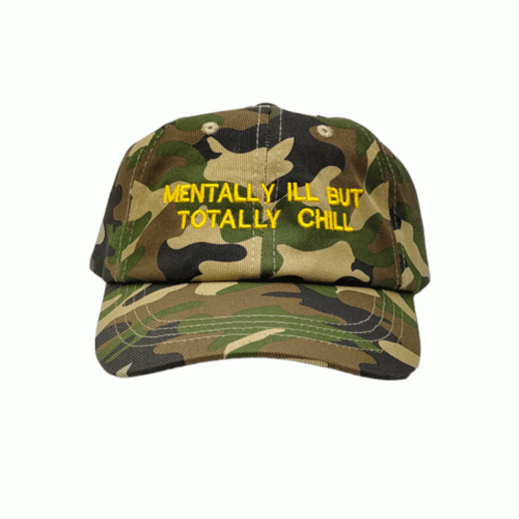 Mentally Ill But Tottaly Chill Heavy Cotton Cap Black