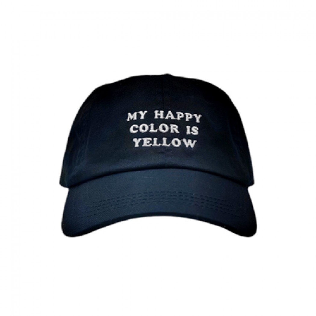 My Happy Color Is Yellow Organic Cotton 6 Panel Dad Cap Black