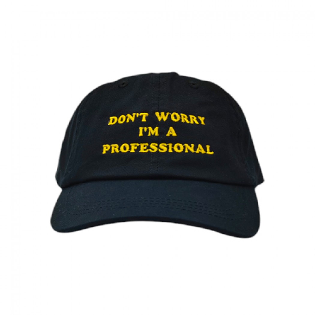 Professionals Organic Cotton 6 Panel Dad Cap Black Professionals Organic Cotton 6 Panel Dad Cap Black