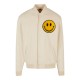 Smiley Face Chenil Application Heavy Tonal College Jacket Sand