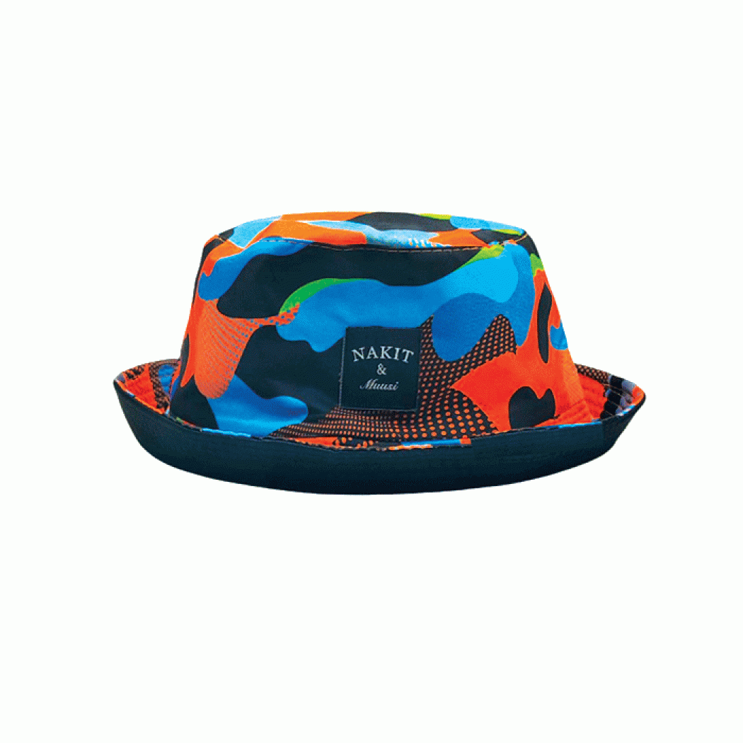 Nakit & Muusi Bucket Hat – Neon Orange/Sky Blue Camo