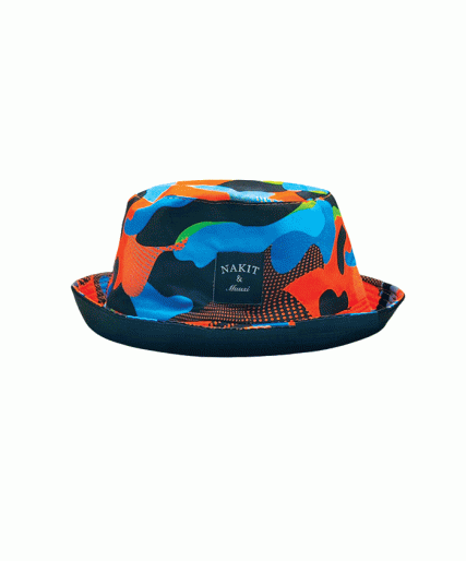 Nakit & Muusi Bucket Hat – Neon Orange/Sky Blue Camo